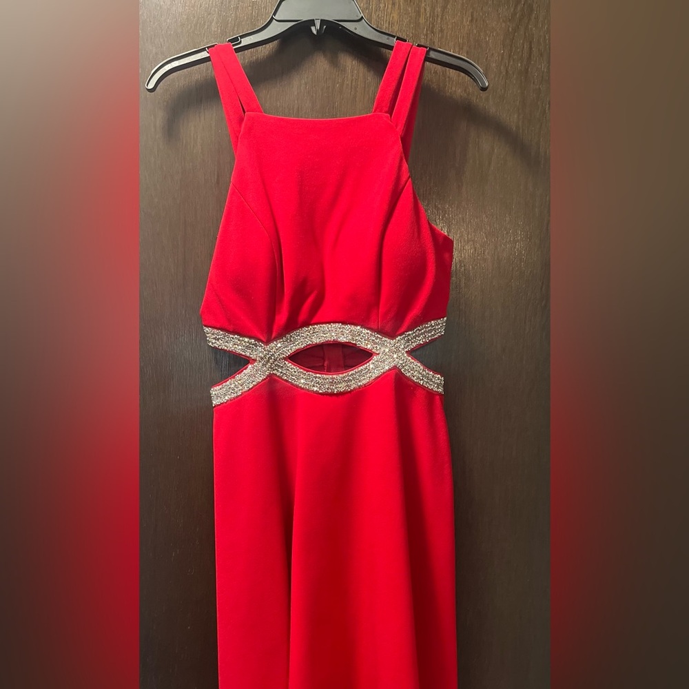 Elegant Red Junior Dress with Silver Accents